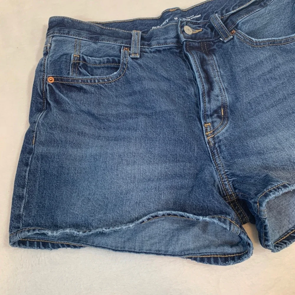 Old Navy High Rise Slouchy‎ Straight Denim Jean Shorts Women's Size 10 Blue